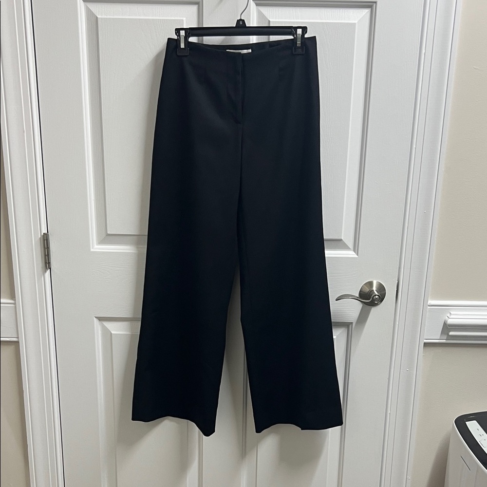 Judy Lee Cole Italy wool Black Wide Leg Women's Pants size 2 waist 28 inseam 28